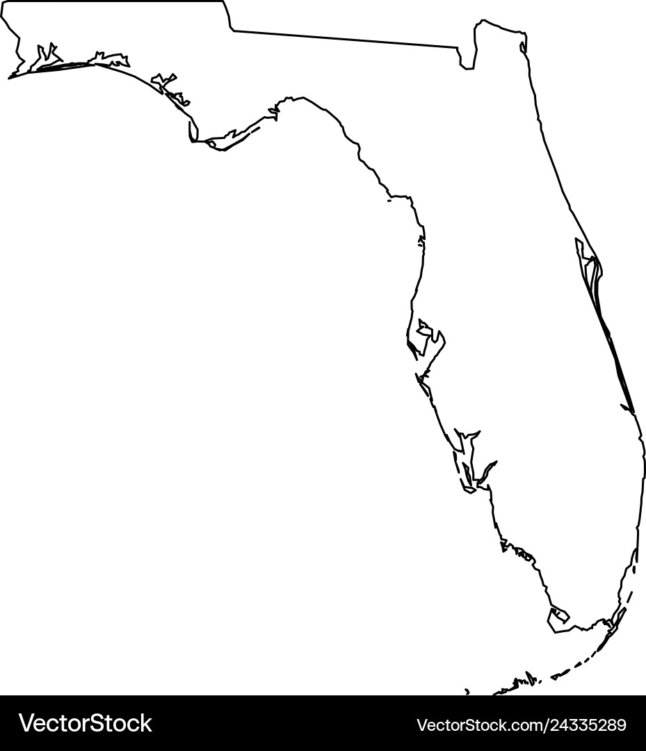 Florida State Map Black Outline Royalty Free Vector Image