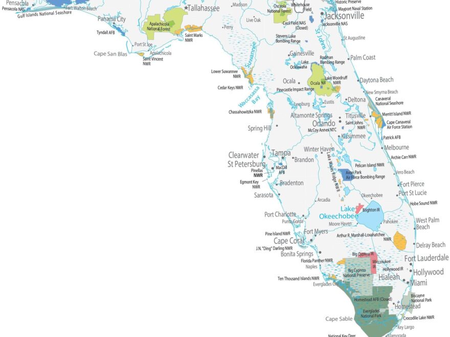 Florida State Map Places And Landmarks GIS Geography