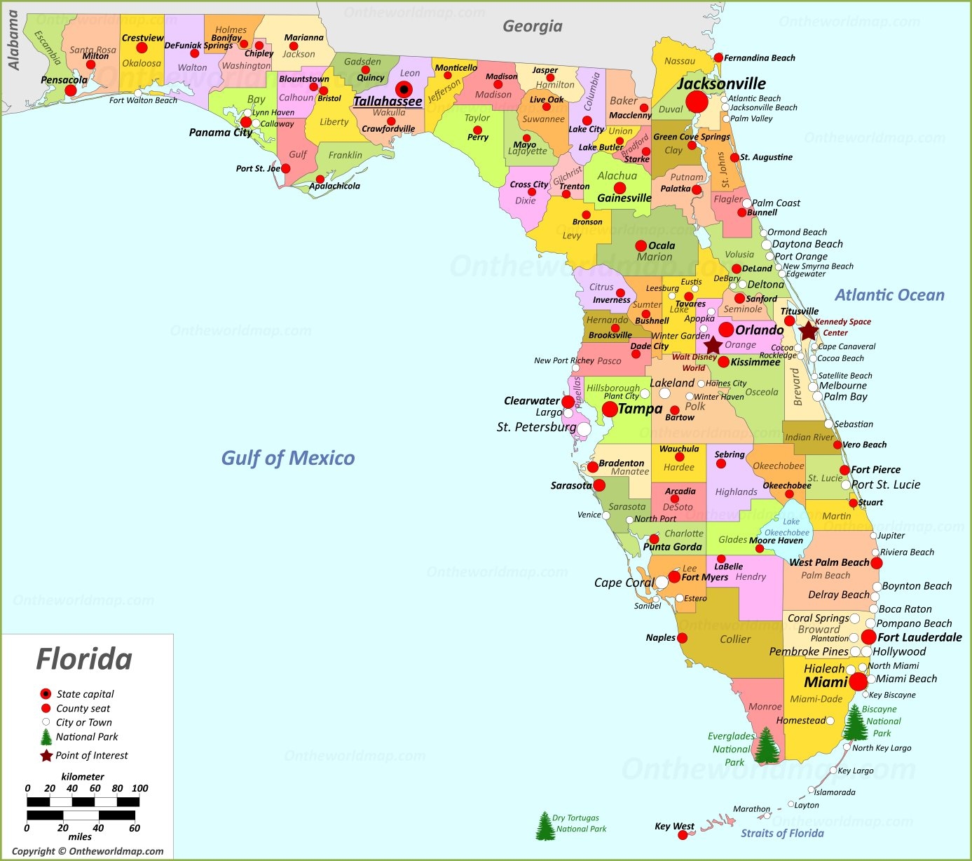 Florida State Map USA Detailed Maps Of Florida FL 