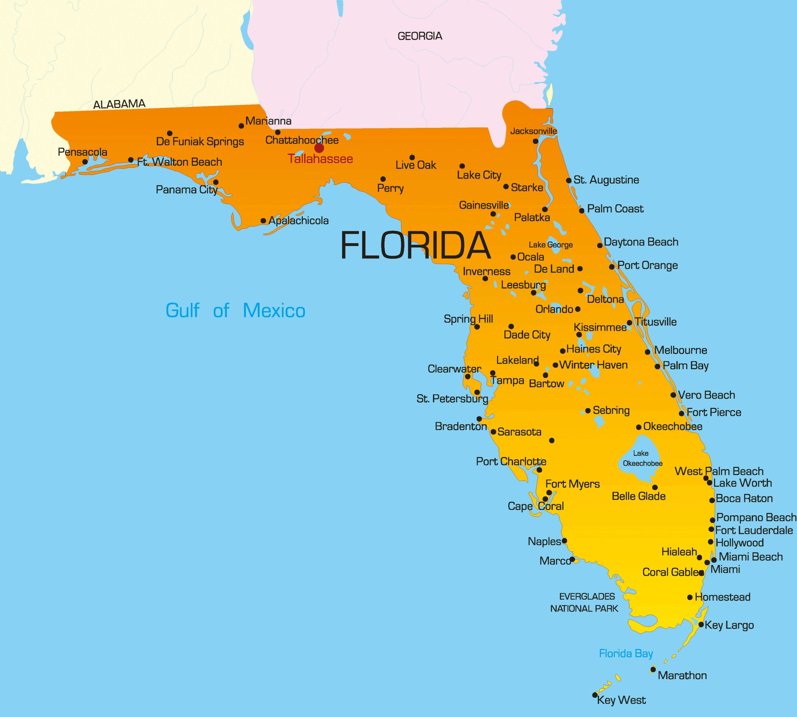 Printable Florida City Map Printable Florida City Map