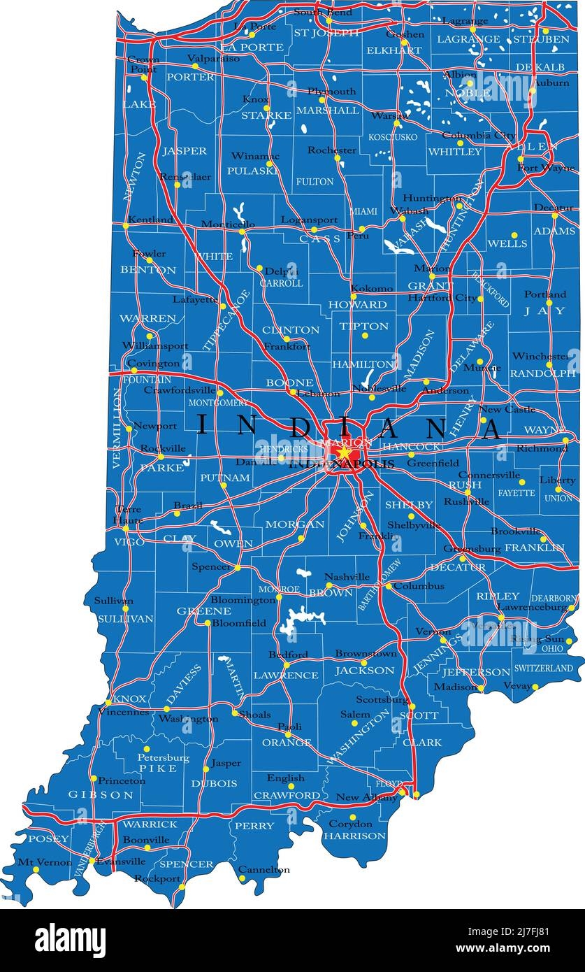 Printable State Of Indiana Map