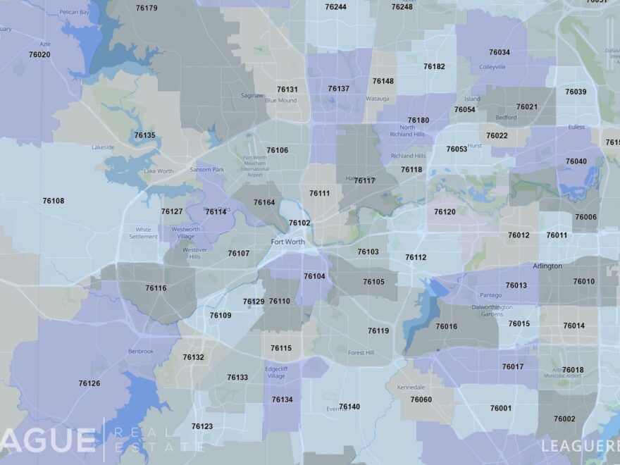 Fort Worth Zip Code Map LEAGUE Real Estate