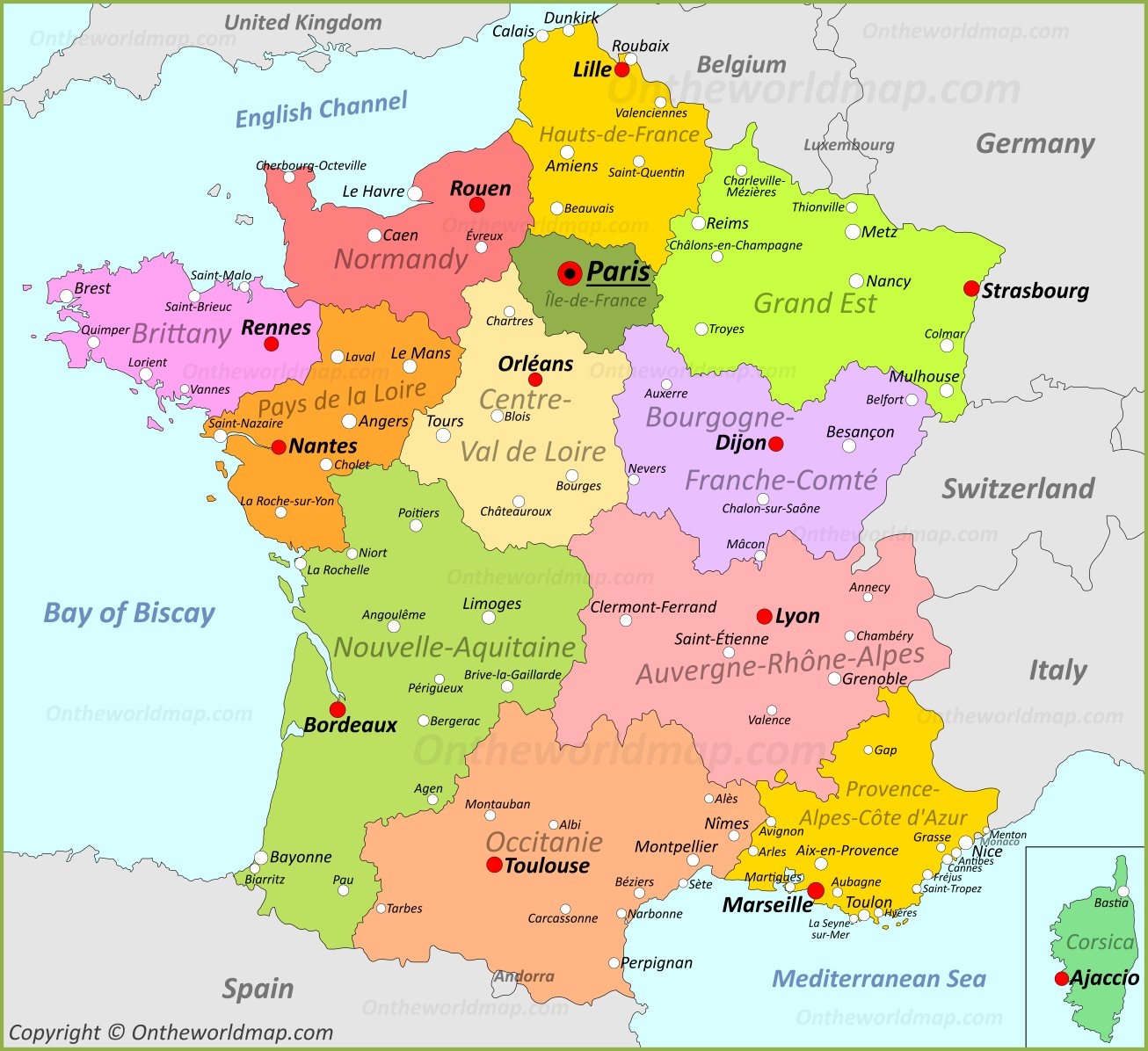 Detailed Map Of France Printable