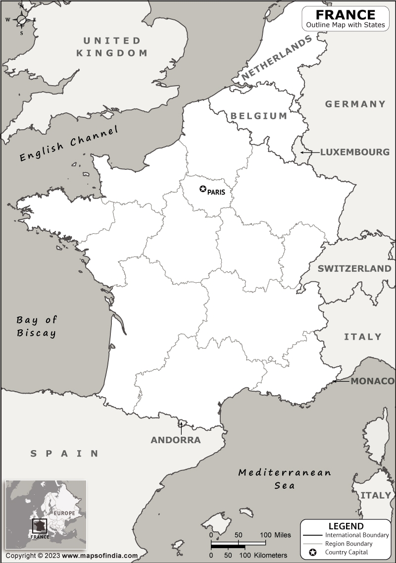Large Printable Map Of France