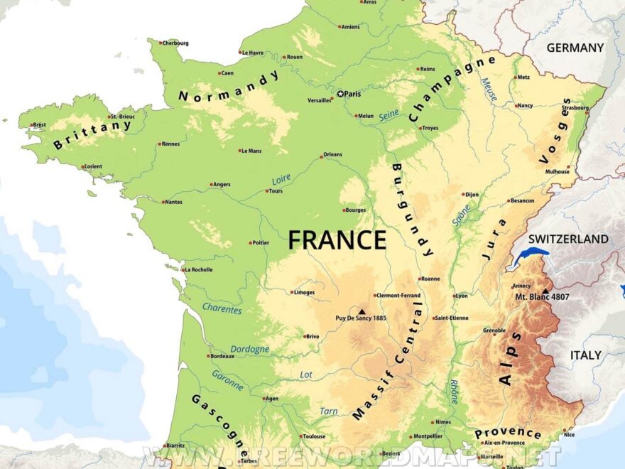 France Physical Map