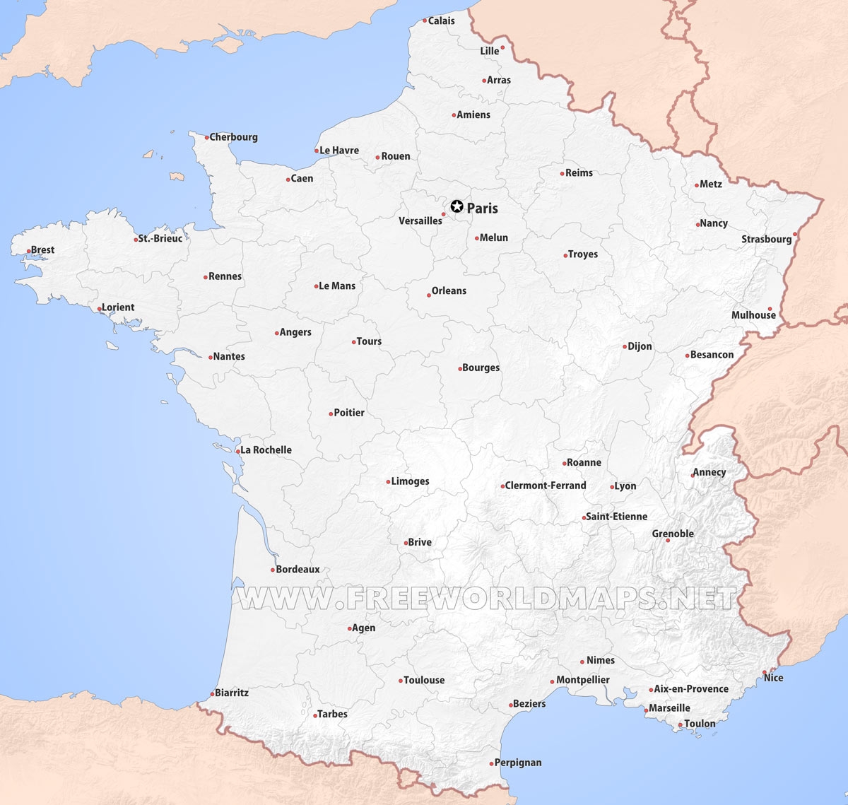 Free Printable Map Of France With Cities