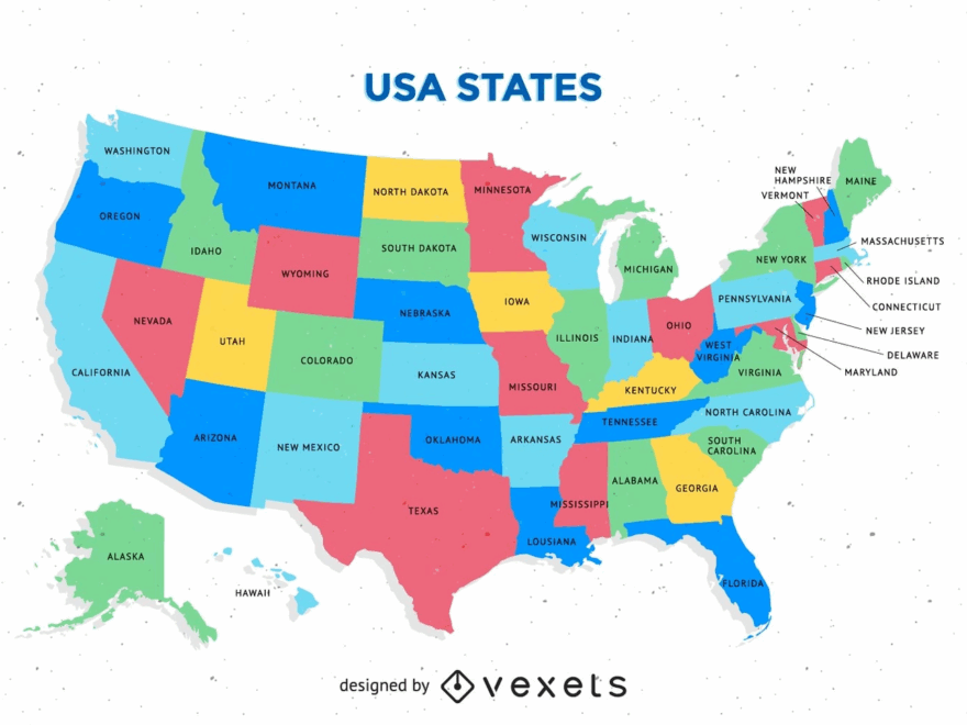 Free Colorful Usa Map With States Vector Vector Download