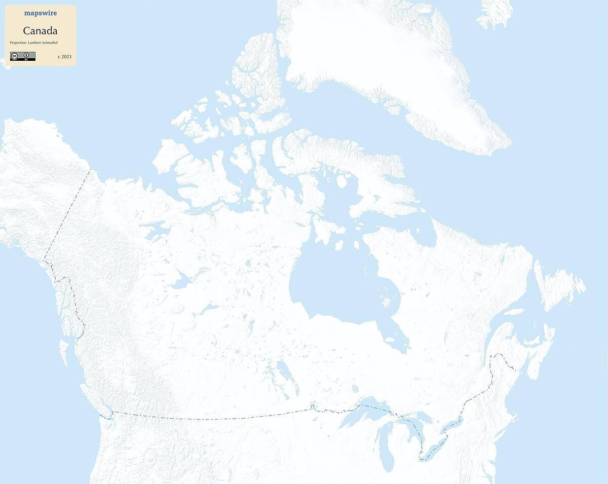 Printable Physical Map Of Canada