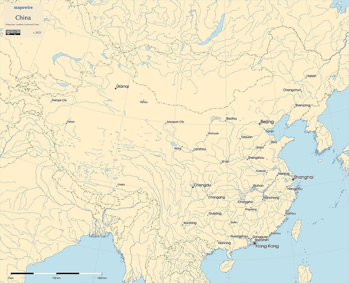 Eastern China Printable Map