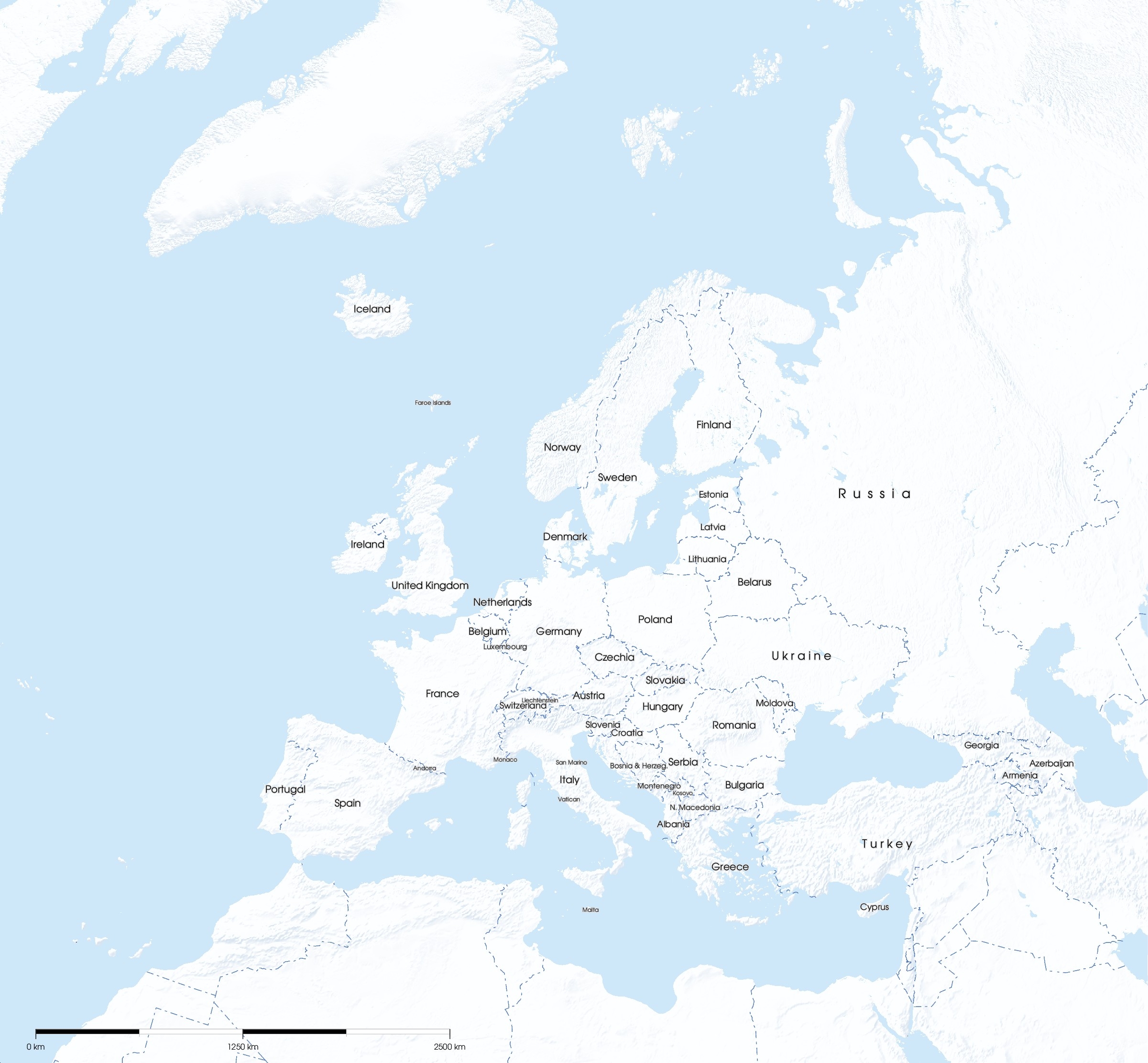 Europe Continent Map Printable