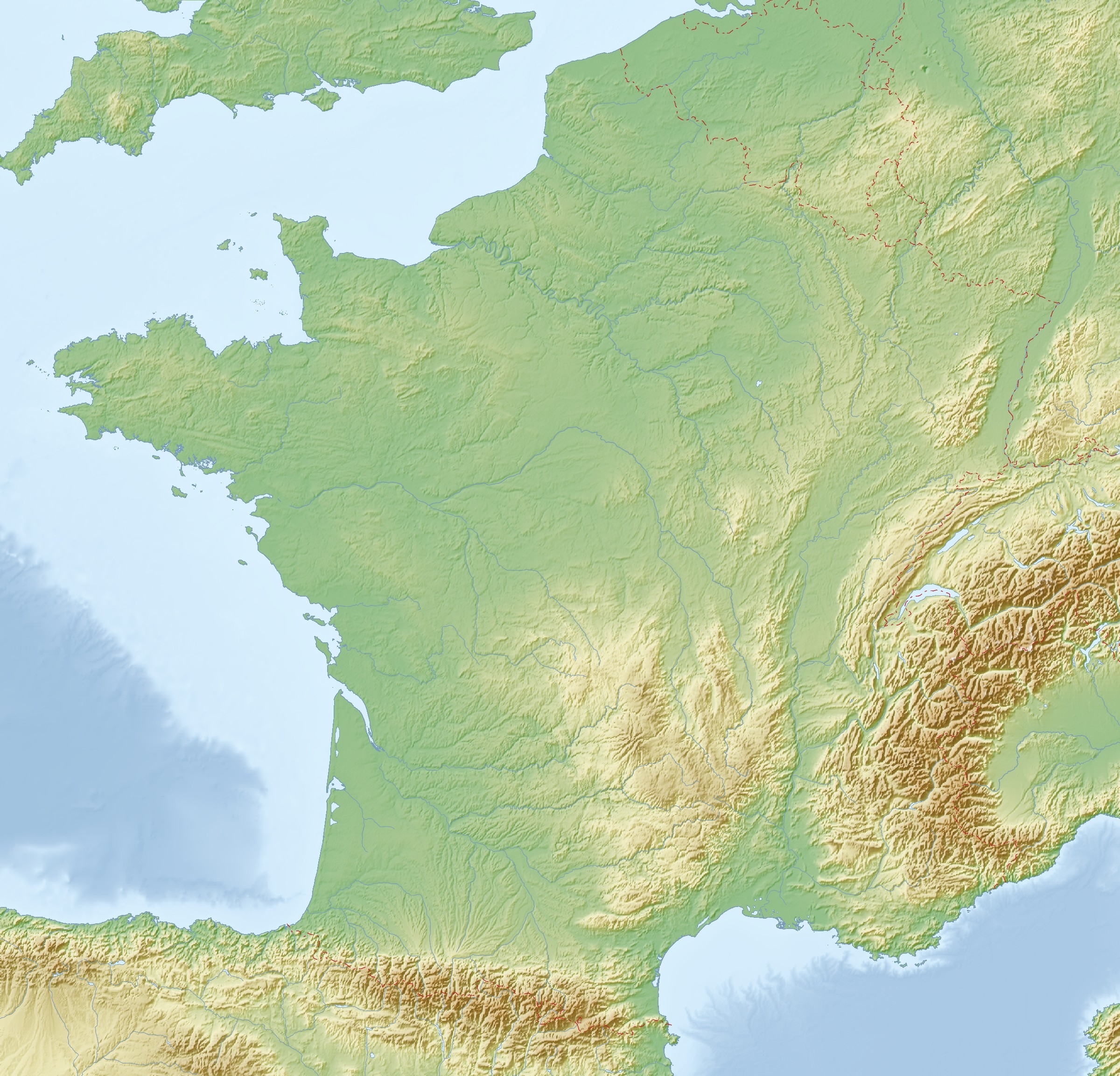 France Natural Map Printable
