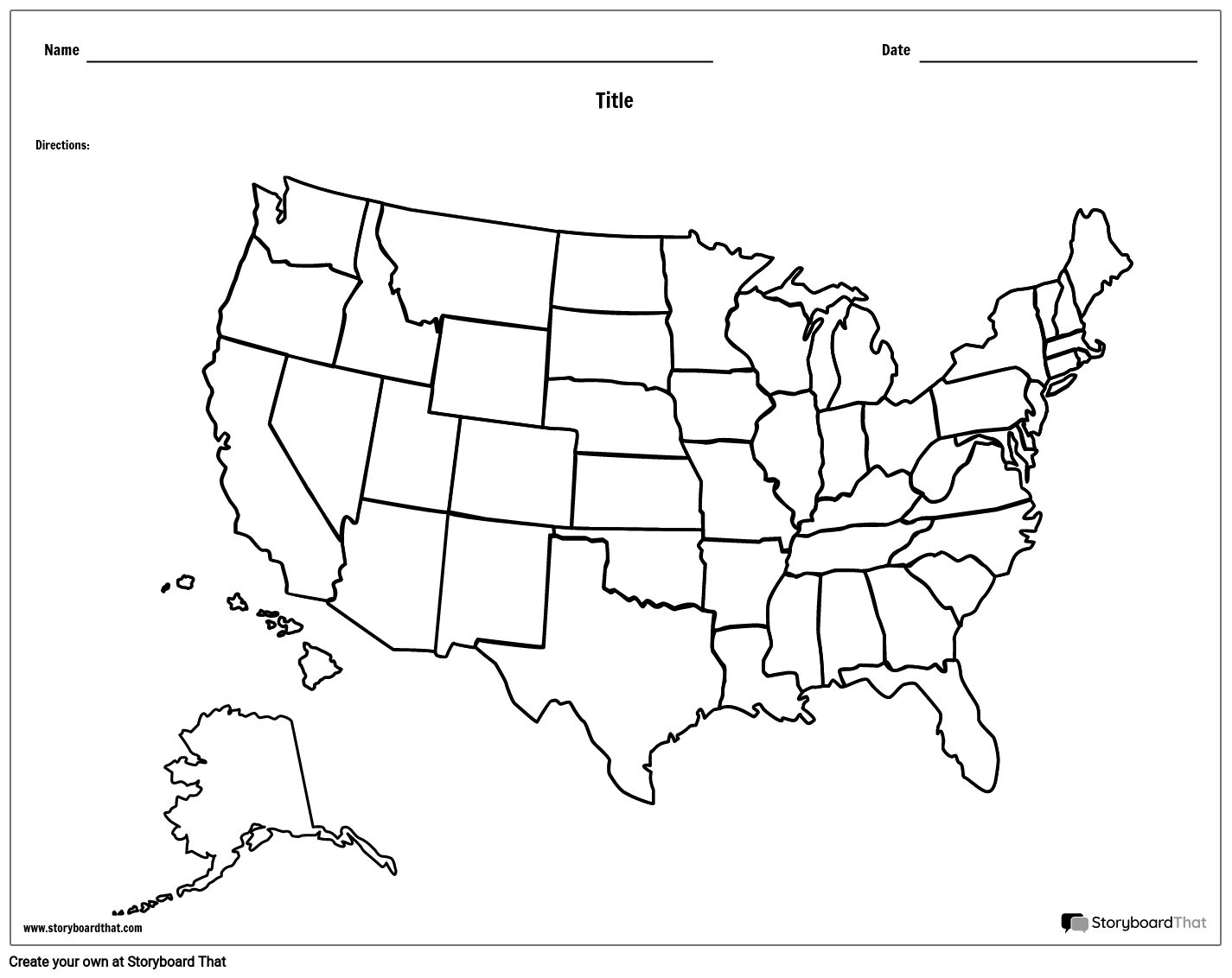 Free Printable Blank US Map Worksheets Library