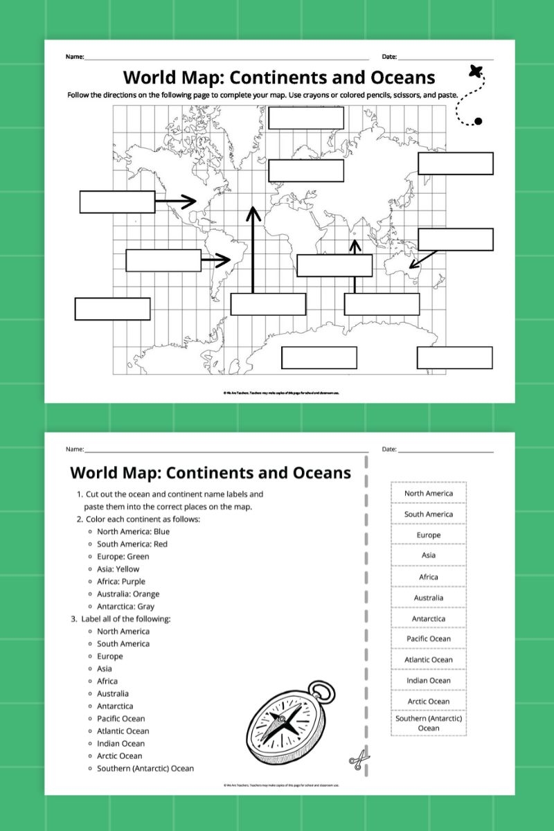 Printable Continents And Oceans Map