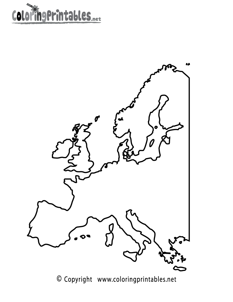 Printable Map Of Europe Coloring Page