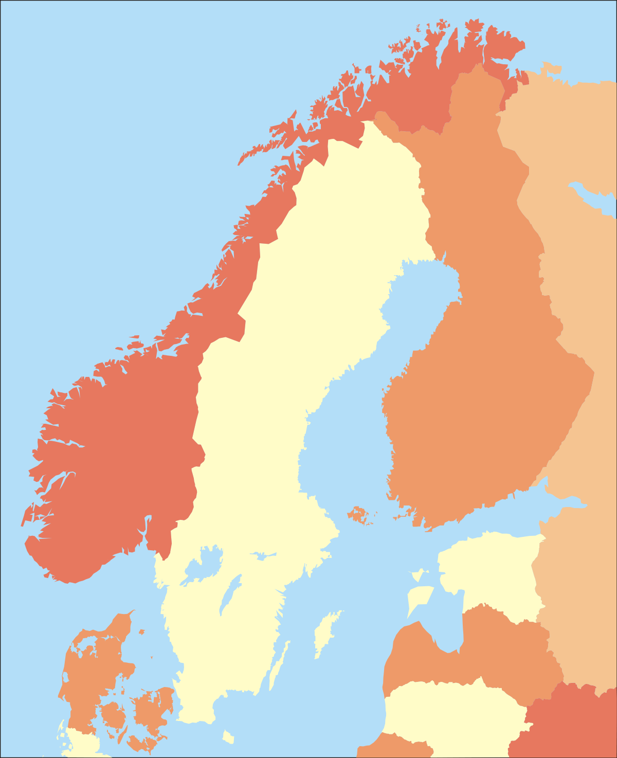 Printable Blank Map Scandinavia