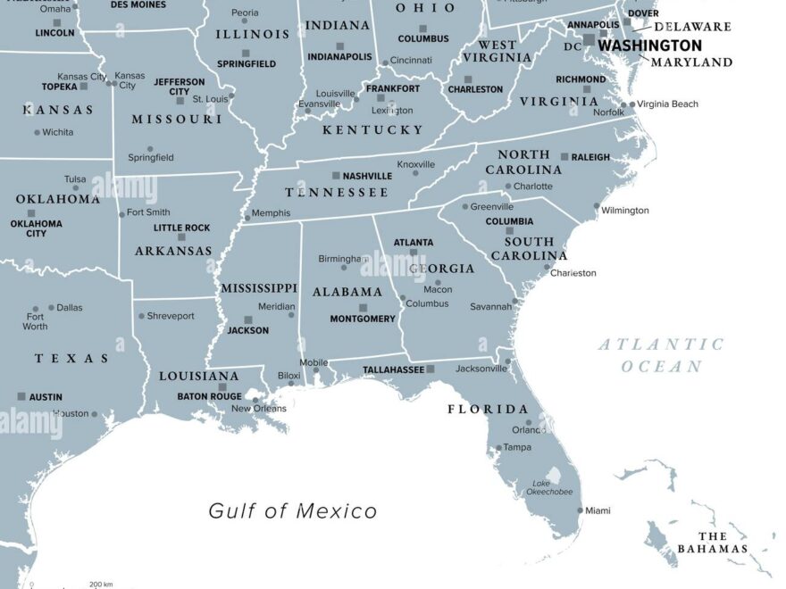 Free Printable Maps Of The Southeastern US Worksheets Library
