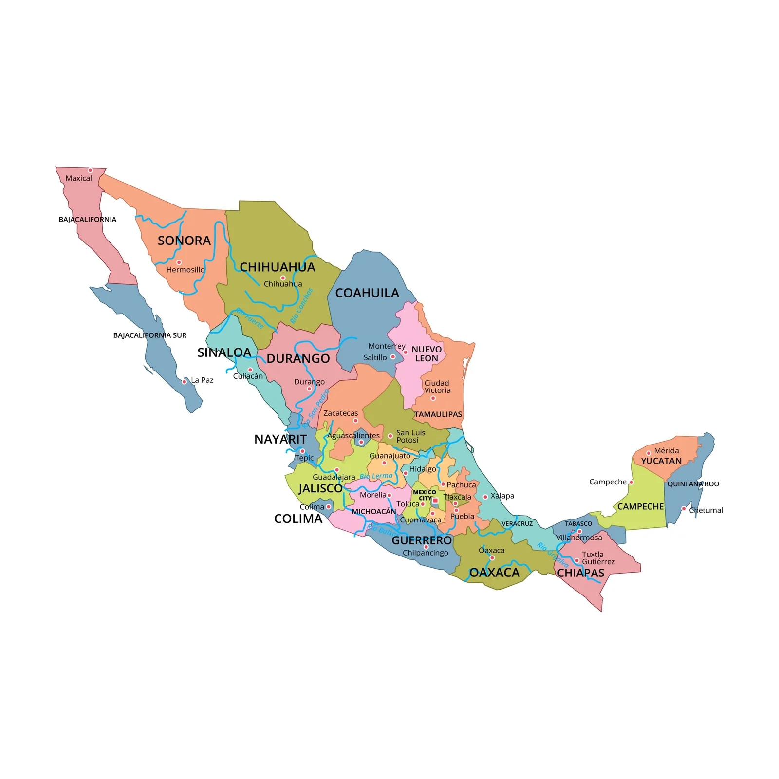 Free Printable Mexico Maps With Cities