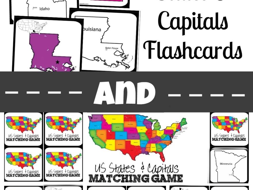 FREE Printable States And Capitals Matching Game