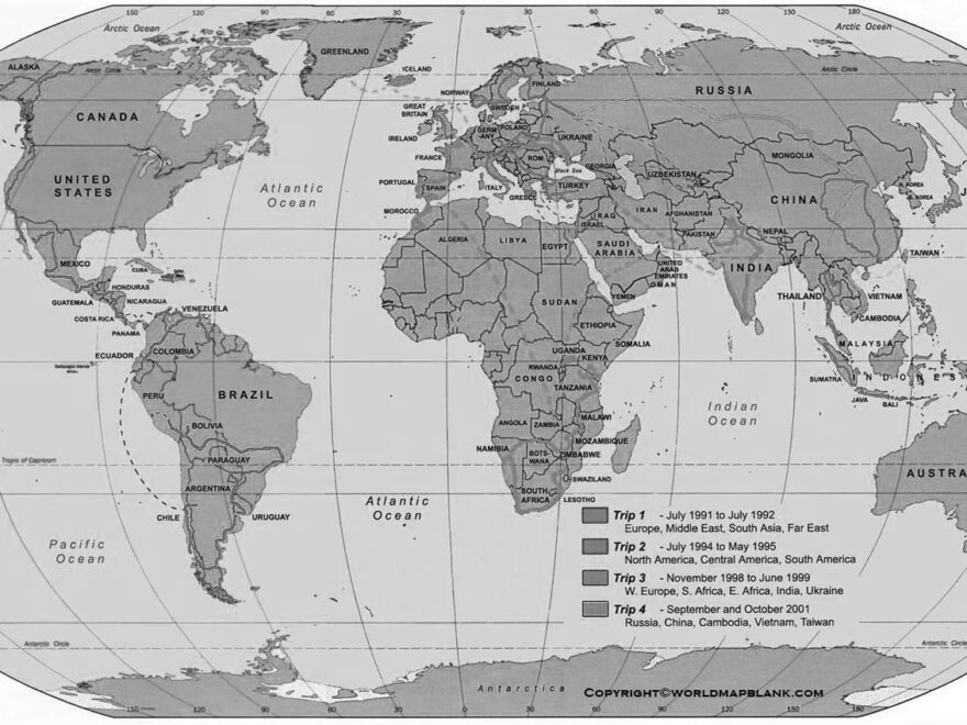 Free Printable World Map With Country Name List In PDF