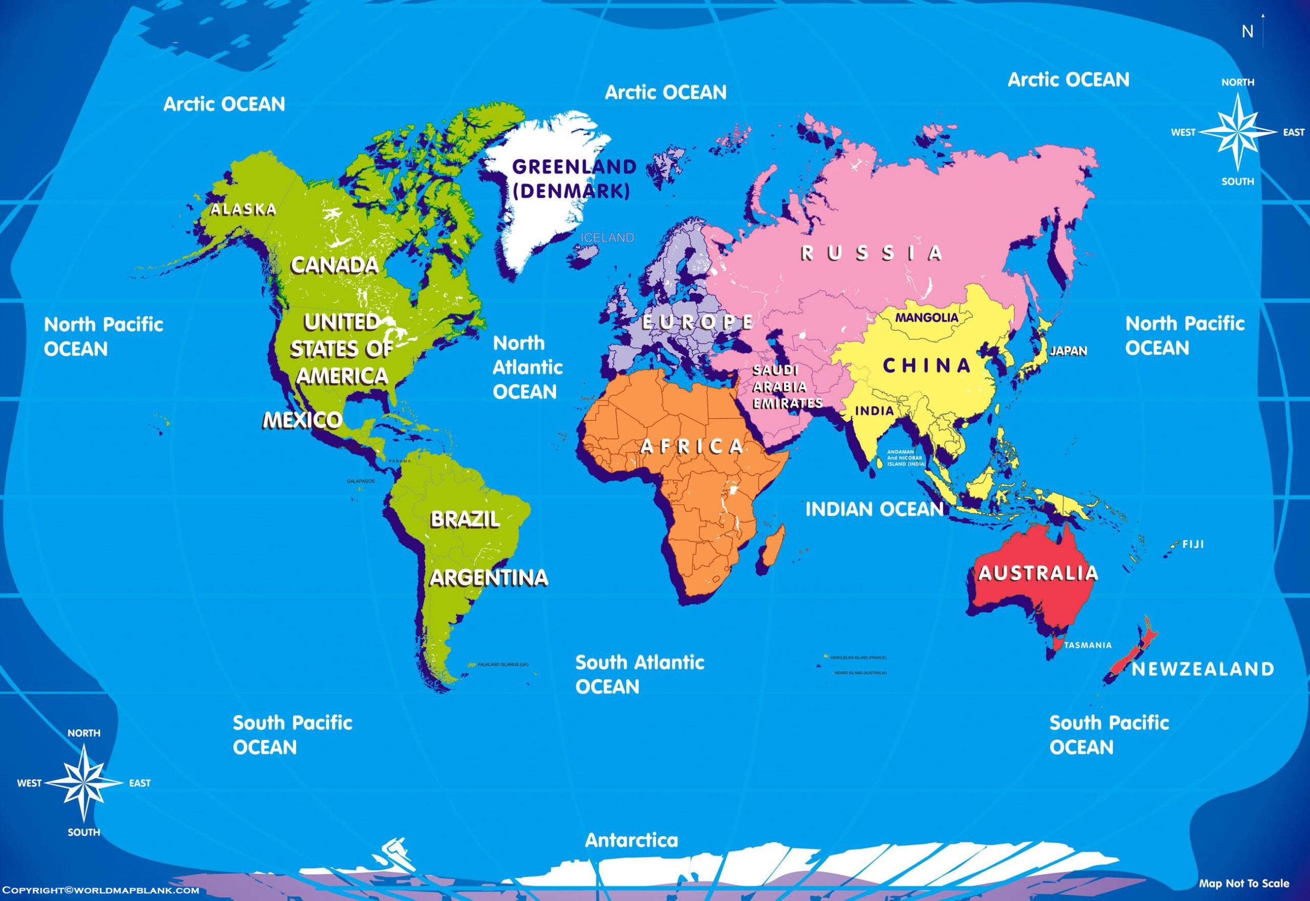 Free Printable World Map With Country Name List In PDF