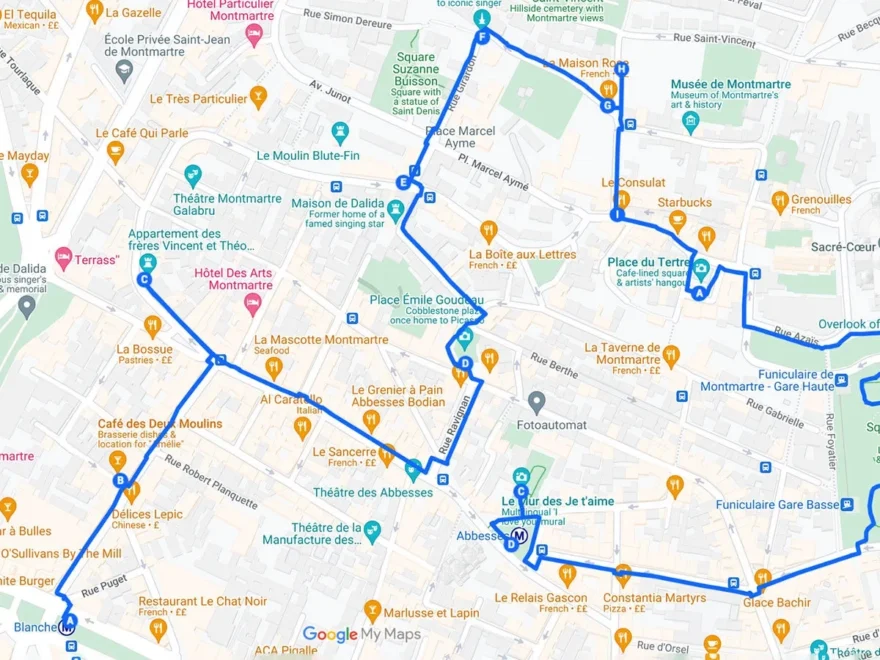 Free Self guided Walking Tour Of Montmartre Paris with Map