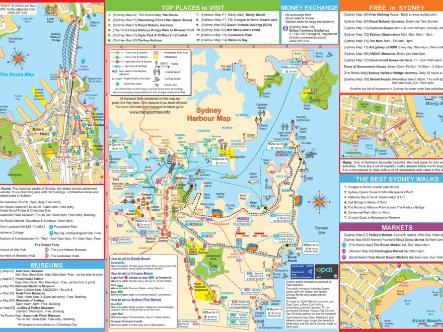 Free Tourist Map Of Sydney The Rocks