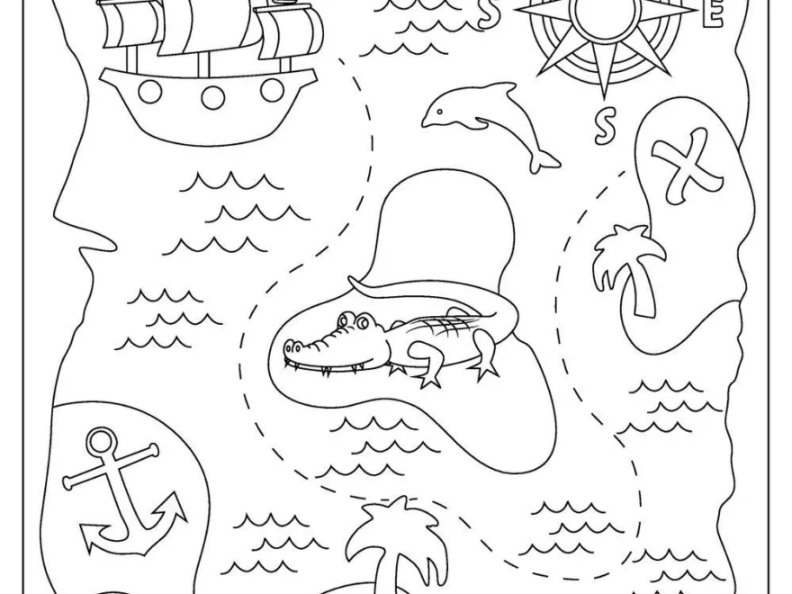 Free TREASURE MAP Coloring Pages For Download Printable PDF