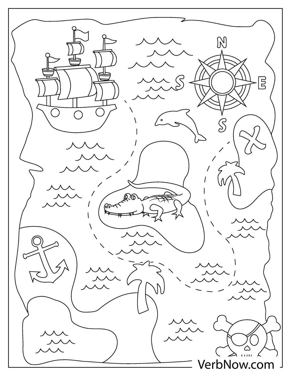 Free TREASURE MAP Coloring Pages For Download Printable PDF 