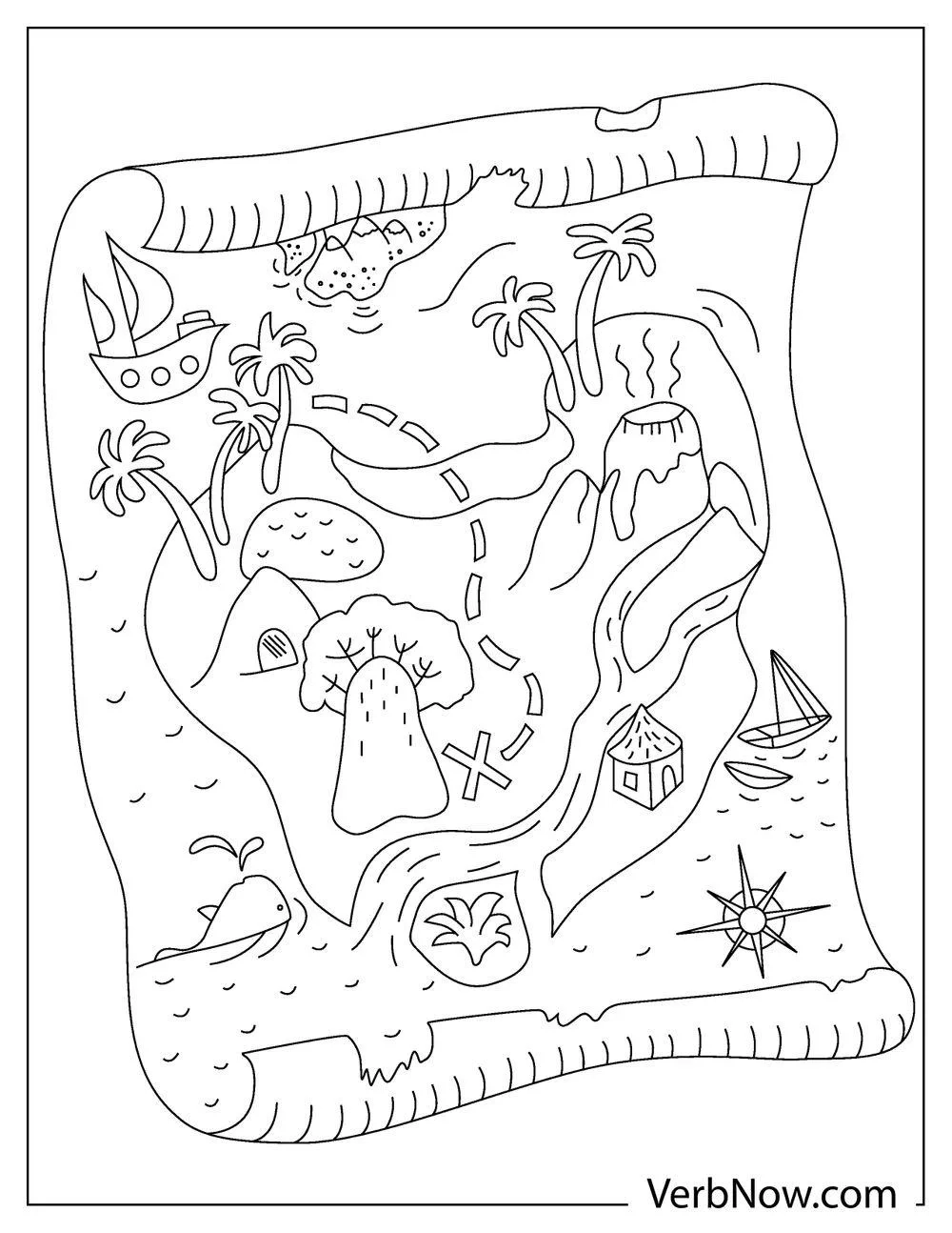 Treasure Map Coloring Pages Printable Free