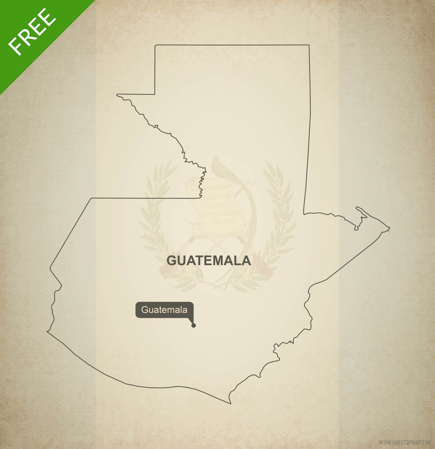 Guatemala Printable Blackline Map
