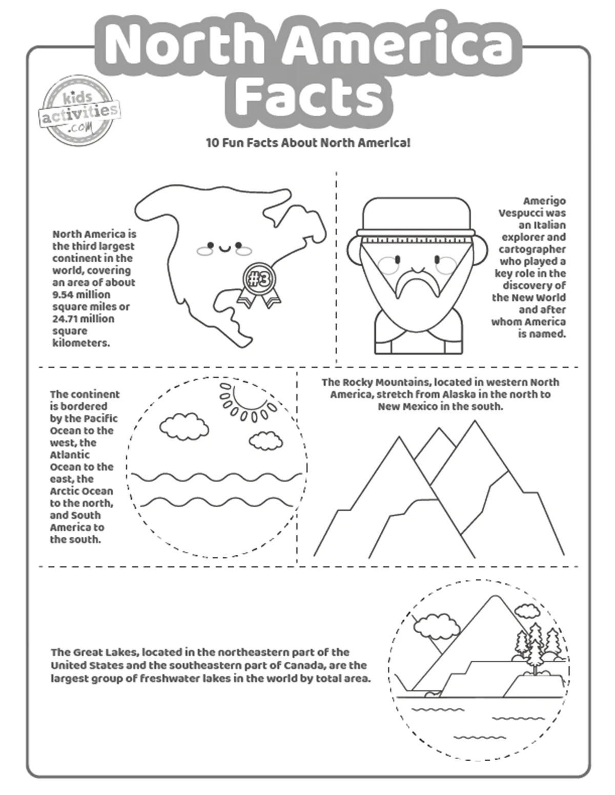 Printable North America Map For Kids