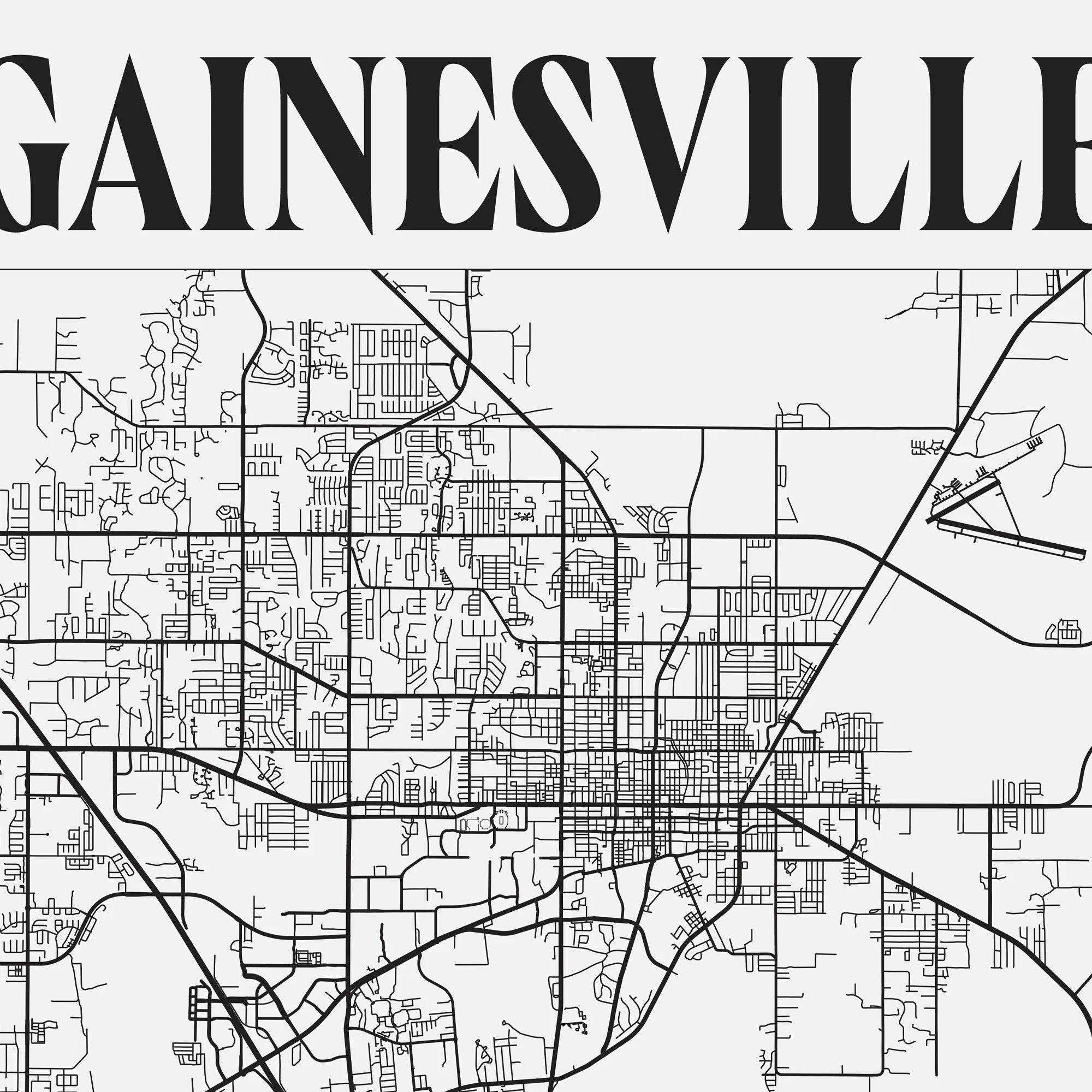 Gainesville Florida Gainesville Map Gainesville Print Florida Decor Gainesville Map Print Modern Wall Decor Modern Print Map Art Etsy