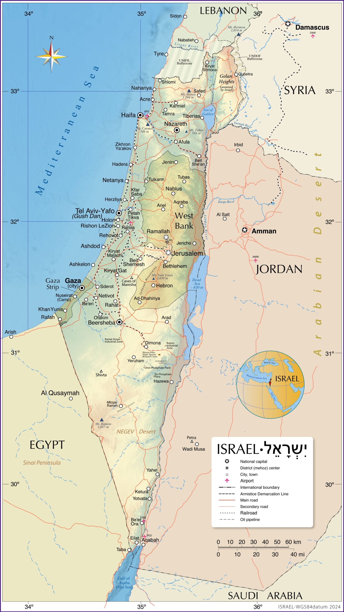 General Map Of Israel Nations Online Project