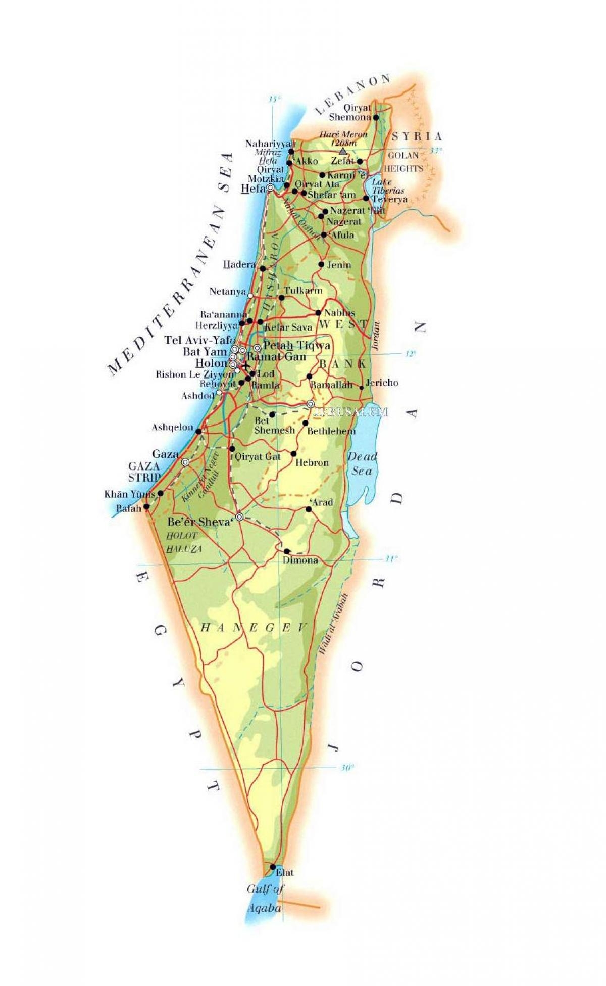 Israel Mountains Map Printable