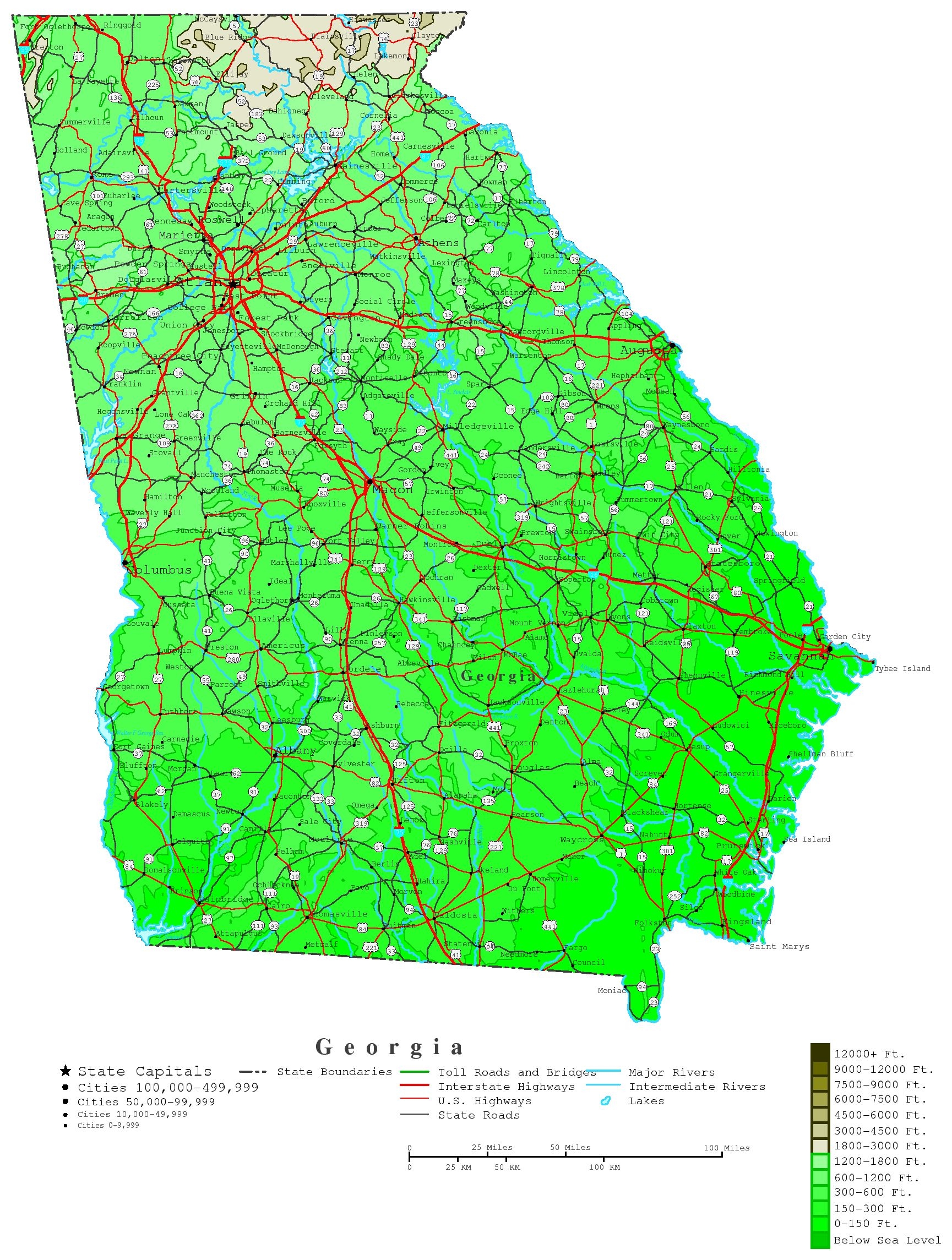 Georgia Contour Map
