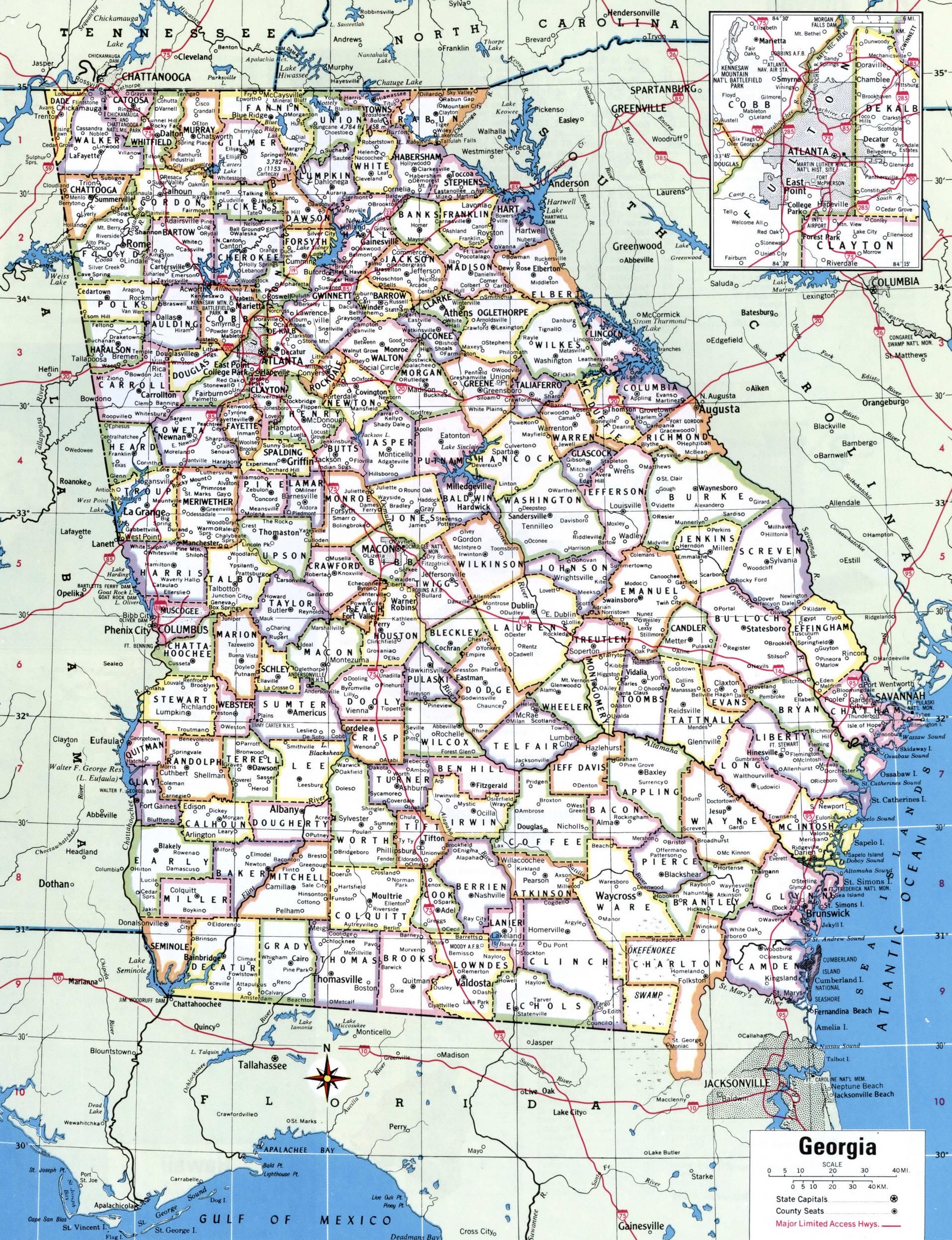Printable County Map Of Georgia