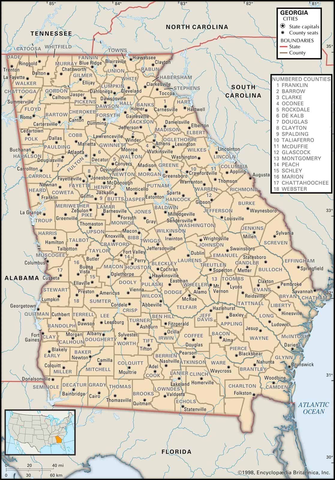 Ga County Map Printable