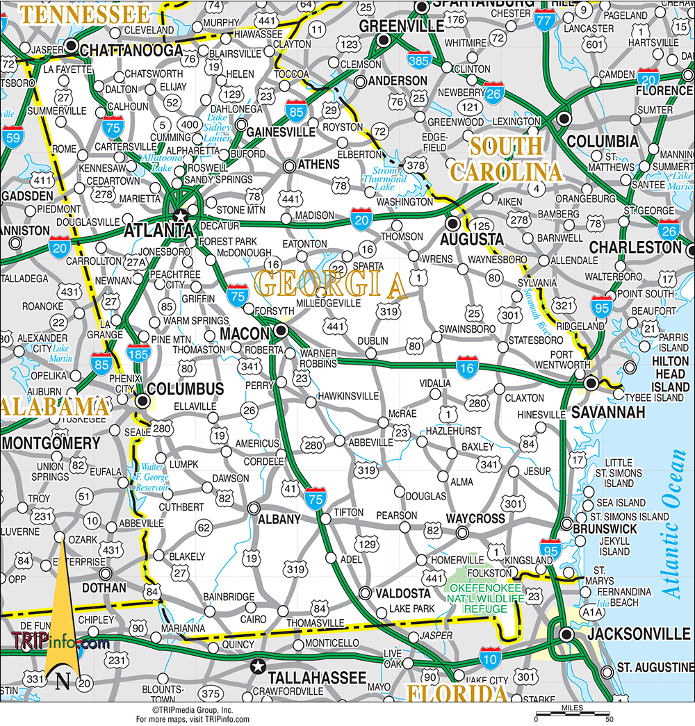 Georgia State Map Printable