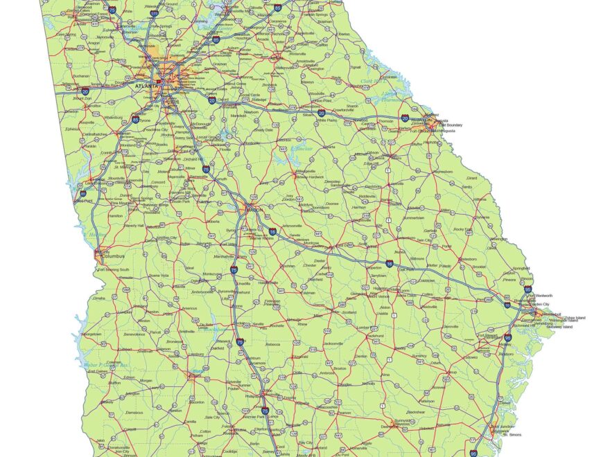 Georgia Vector Road Map Printable Vector Maps
