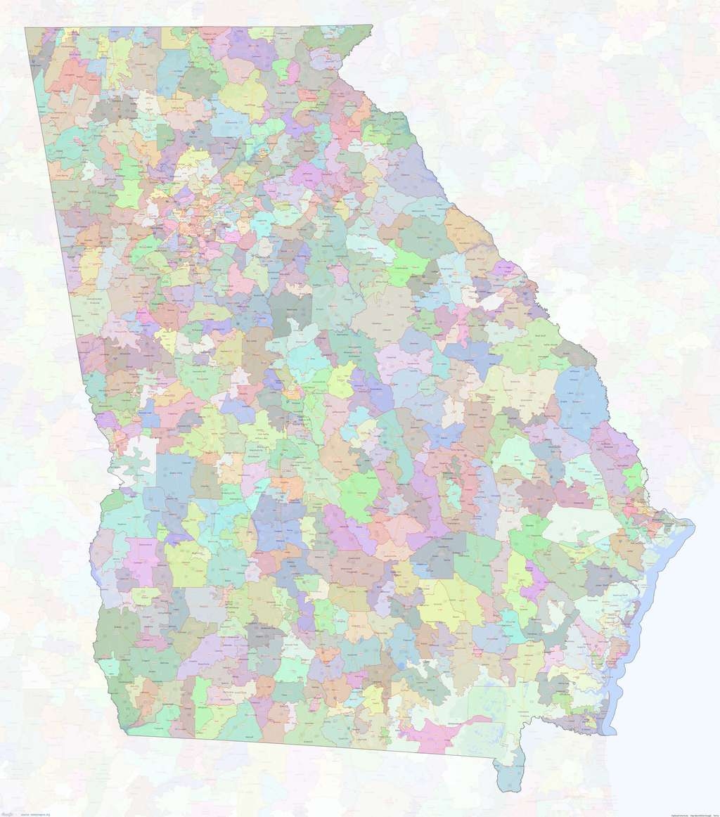 Georgia ZIP Codes Shown On Google Maps