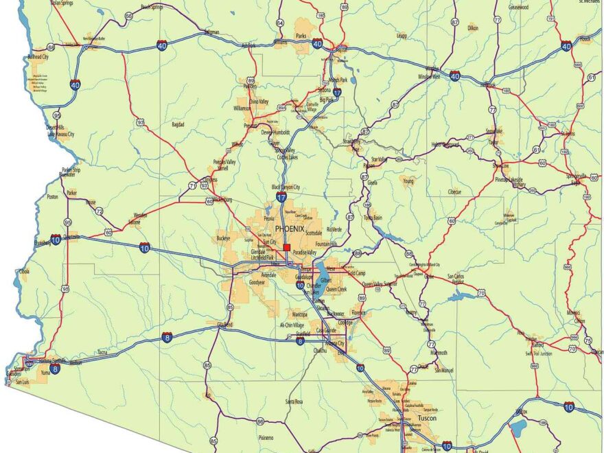Get A Sneak Peek At The Detailed Arizona Vector Road Map