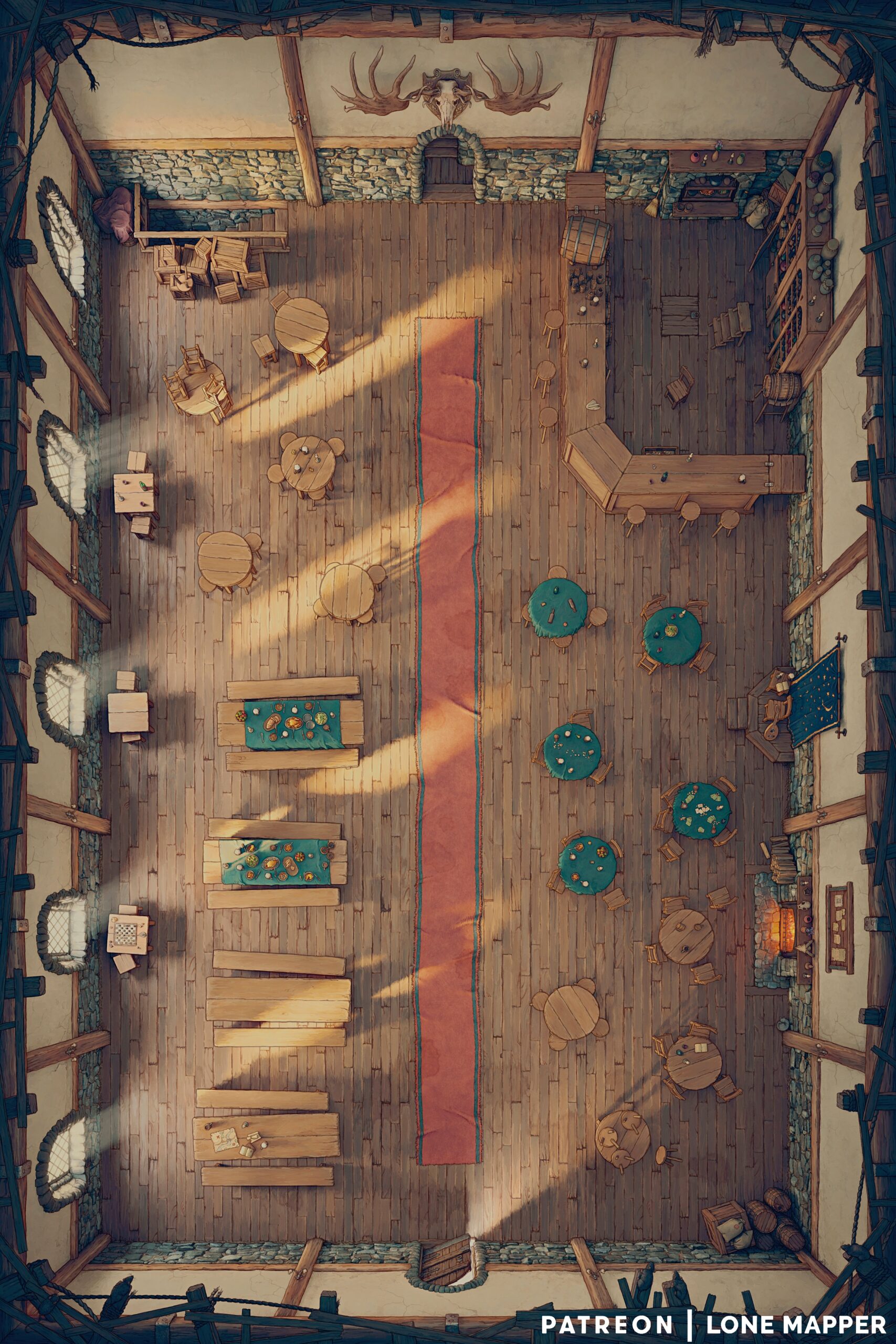 Giant Elk Tavern 24x36 Battlemap OC R DnD
