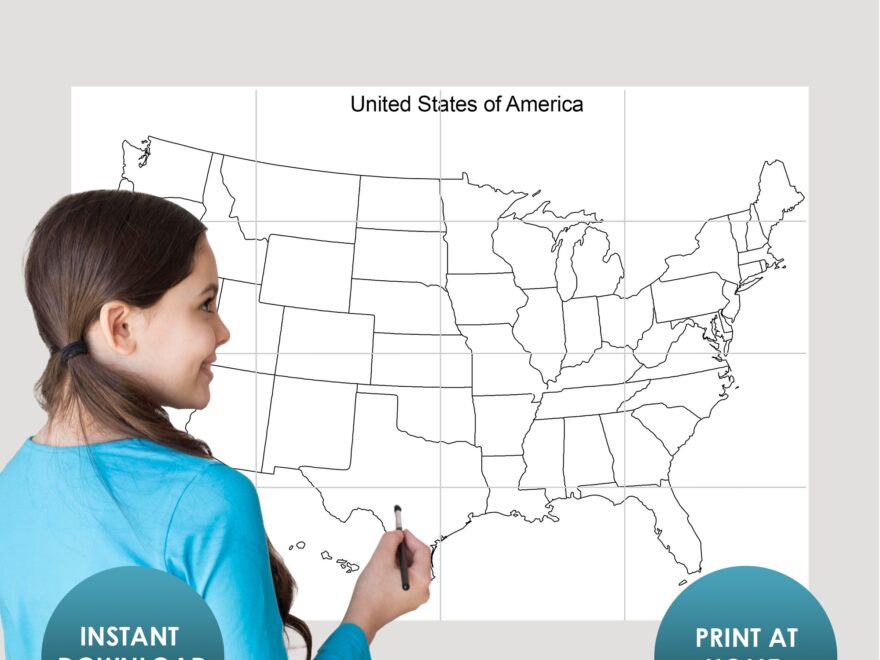 Giant Printable Map Of The USA Print Cut And Assemble
