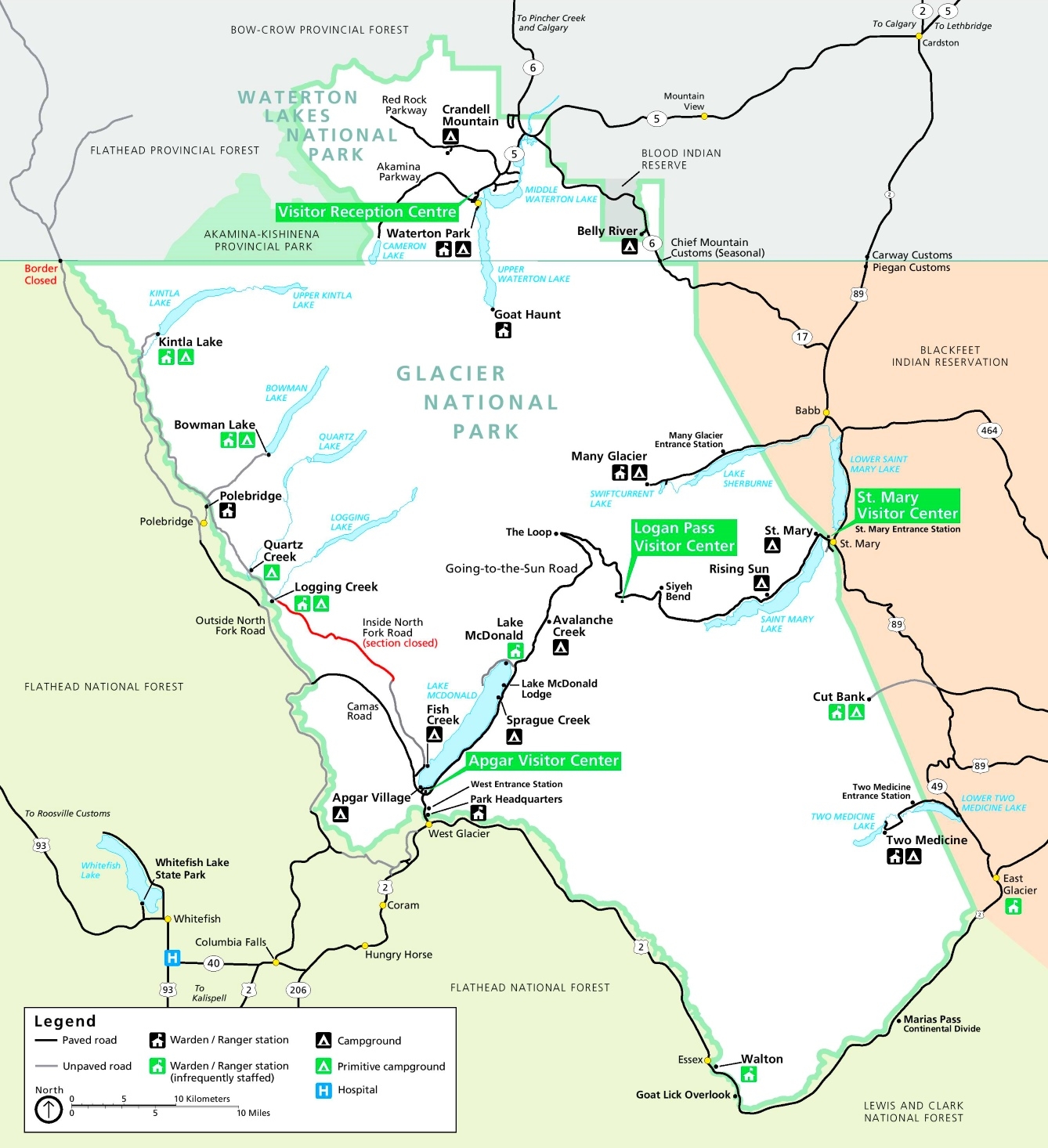 Glacier National Park Camping Map Ontheworldmap