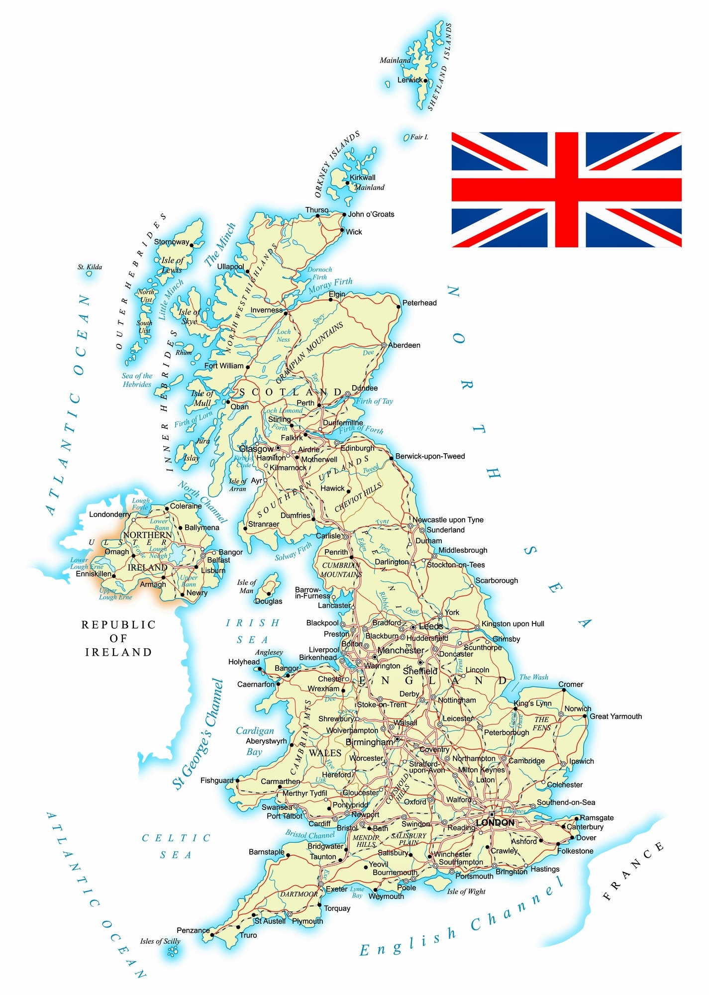 Free Printable Map Of Great Britain