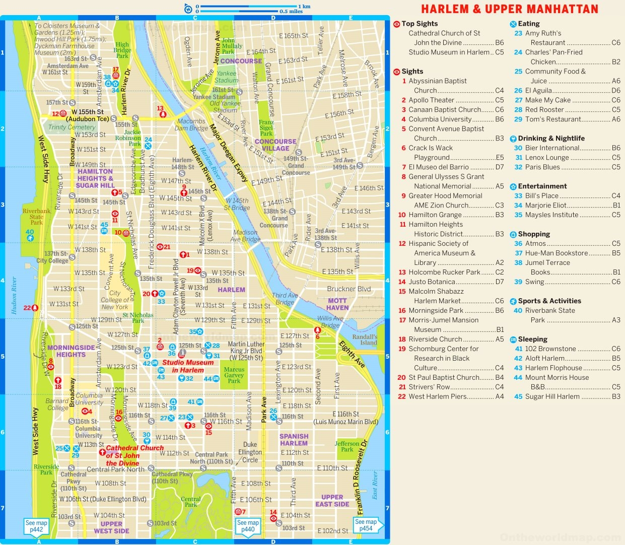 Upper Manhattan Printable Map