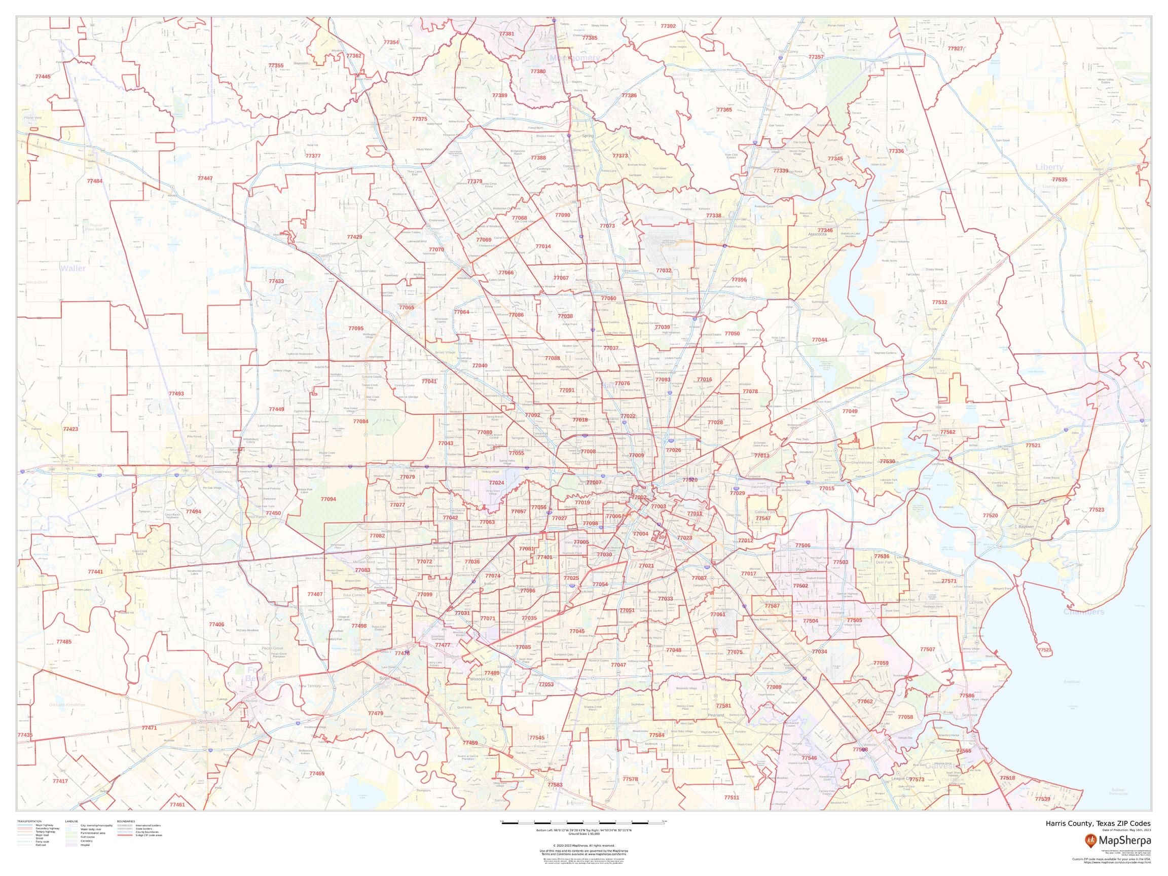 Harris County Texas ZIP Codes Stanfords