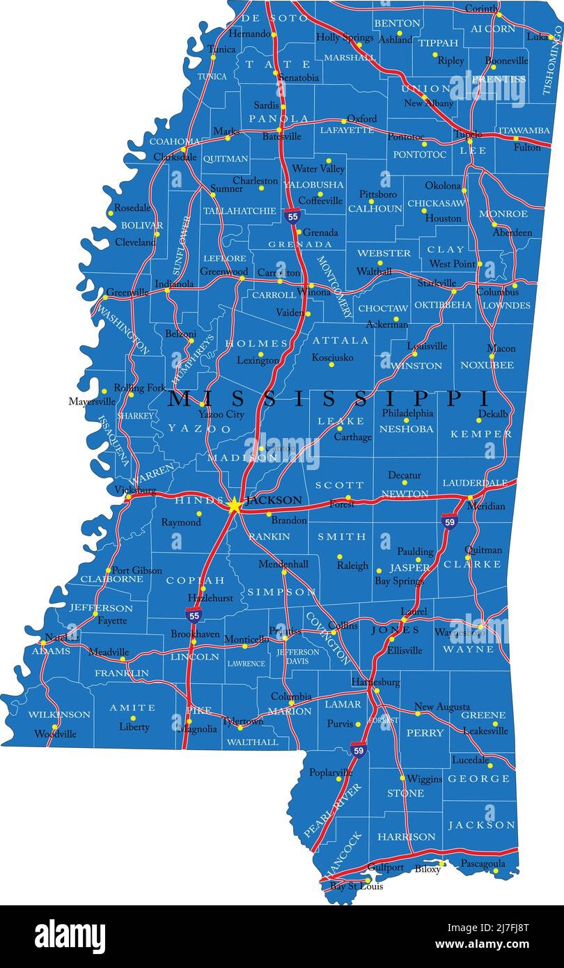 Printable Mississippi Map With Cities