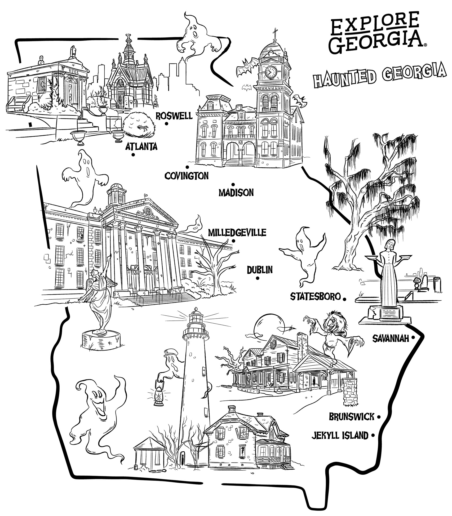 Haunted Georgia Coloring Pages Explore Georgia Haunted Georgia Coloring Pages Explore Georgia