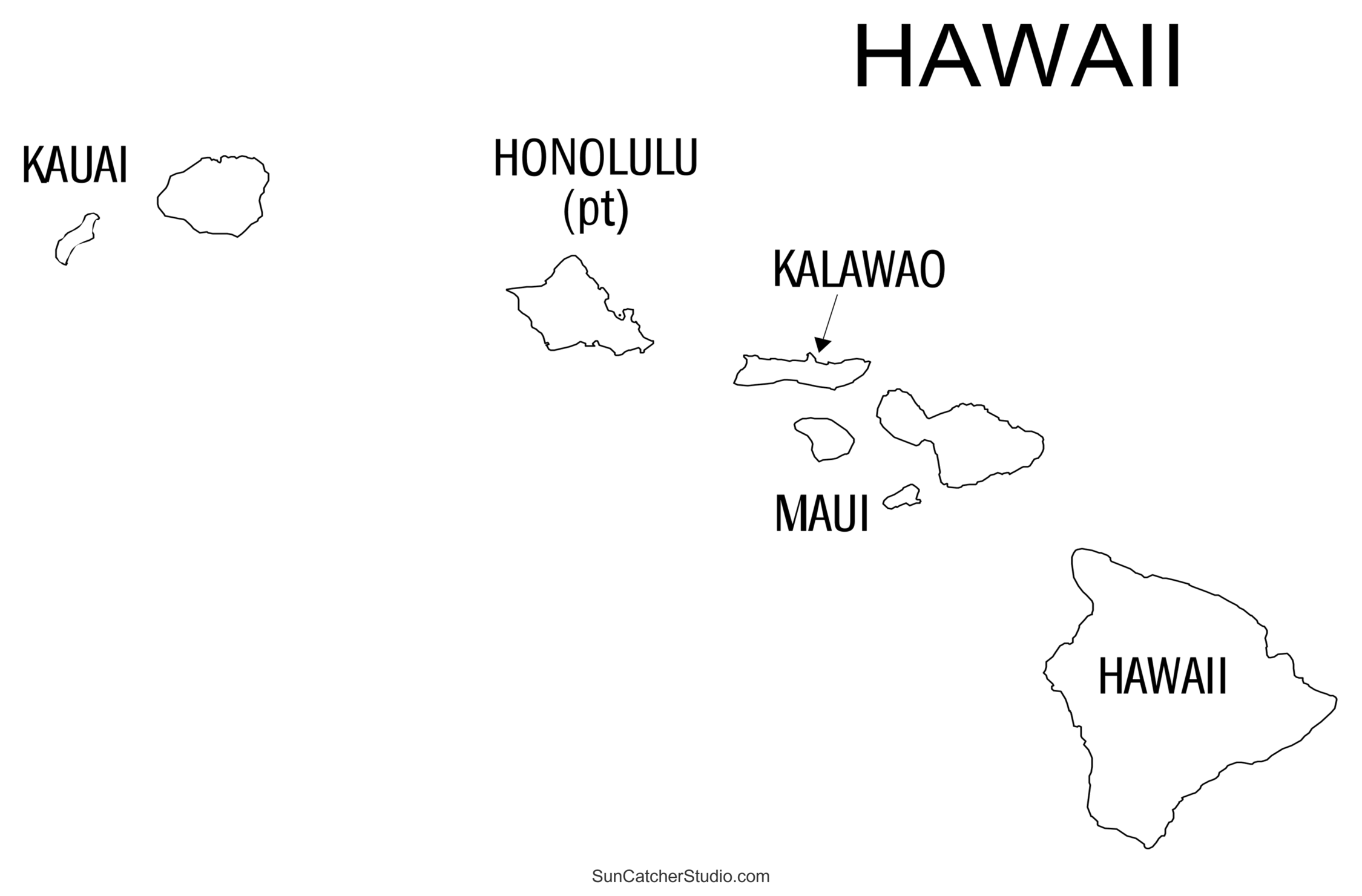 Hawaii County Map Printable State Map With County Lines Free Printables Monograms Design Tools Patterns DIY Projects